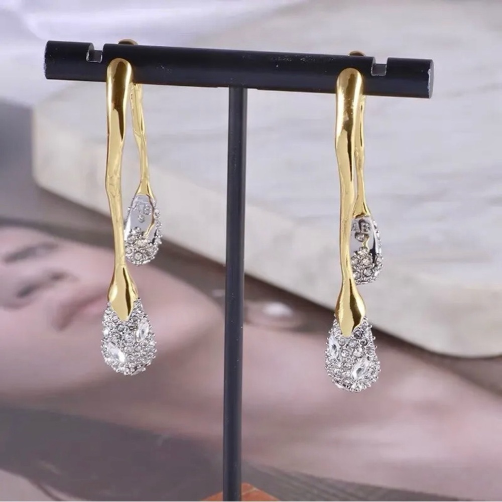 ALEXIS BITTAR Solanales Drop Gold & Crystal Front Back Link Earrings - LAST PAIR - Picture 7 of 10